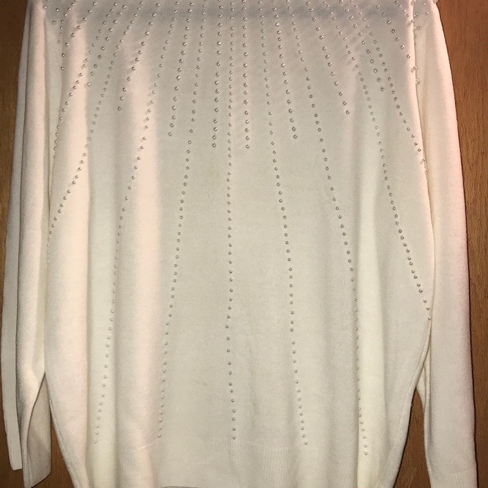 Beautifully beaded, super soft, cream sweater